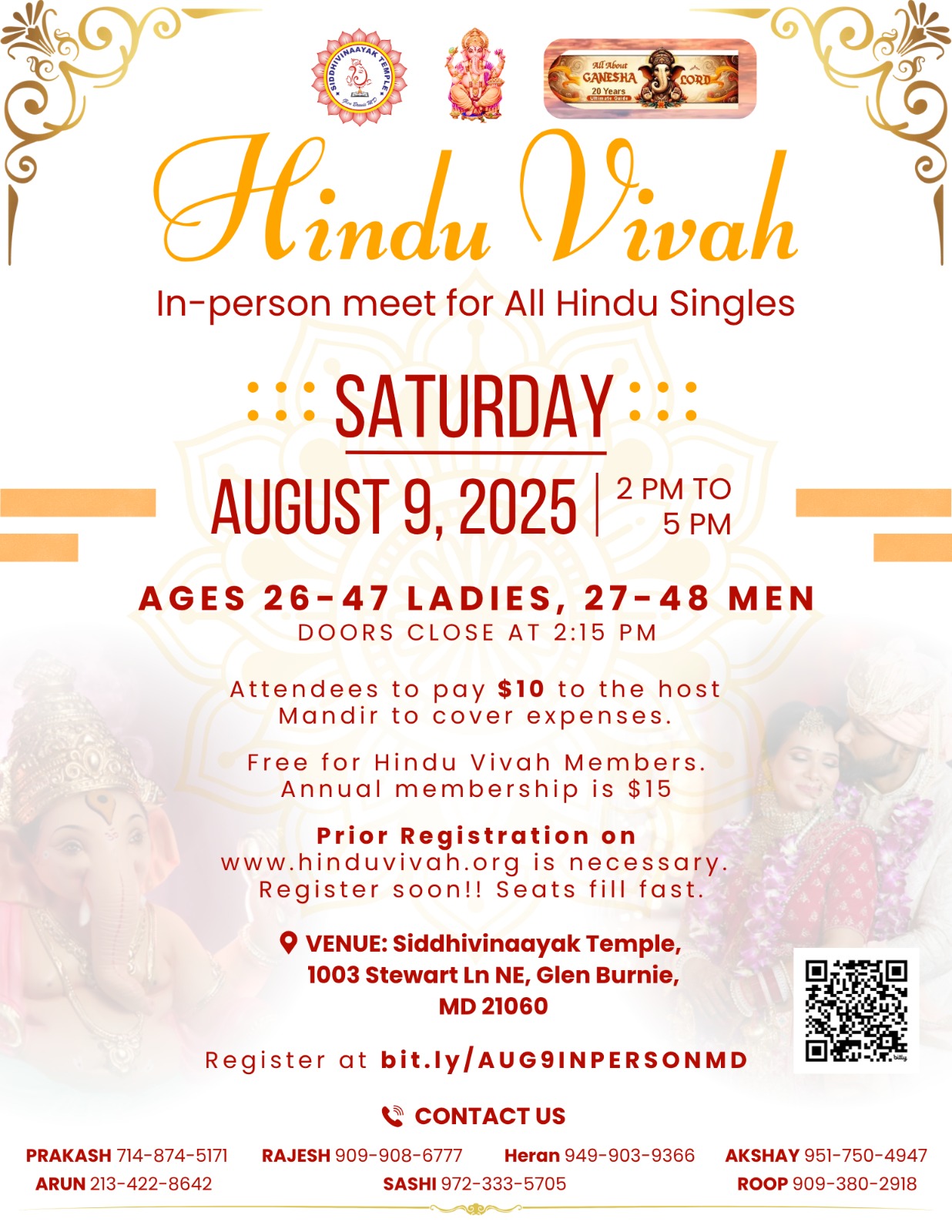 MARYLAND, In-person meet for All Hindu Singles August 9, 2025