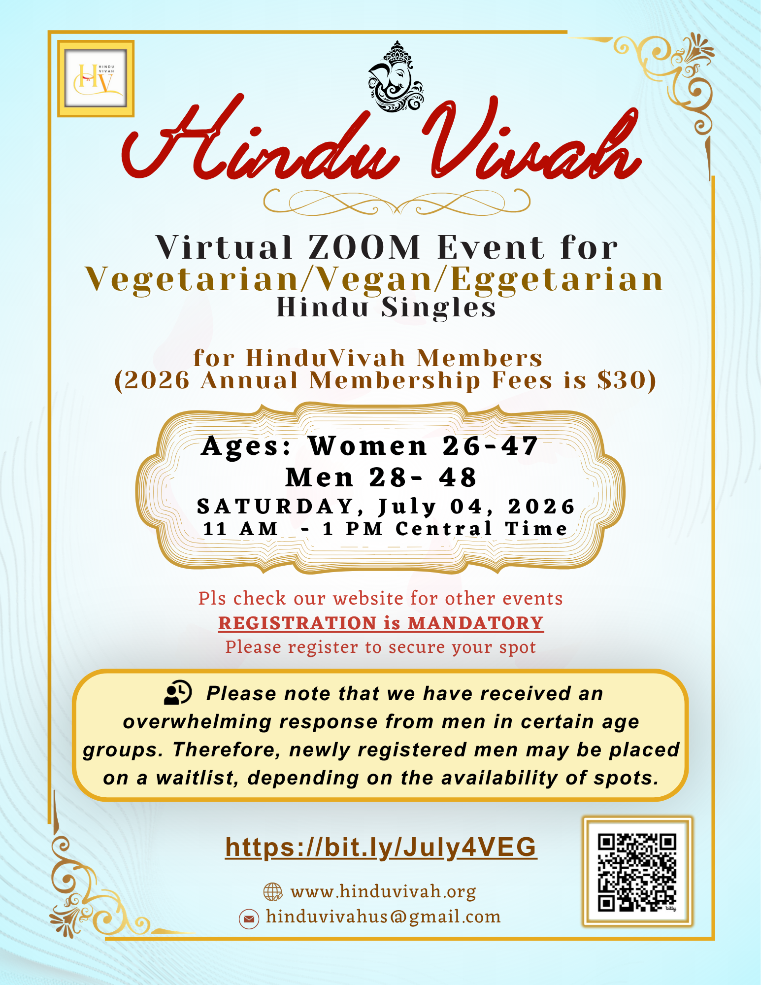 July 04- Zoom Event | Ages Ladies 26–47, Men 28–48 | 11:00 AM – 1:00 PM Central Time