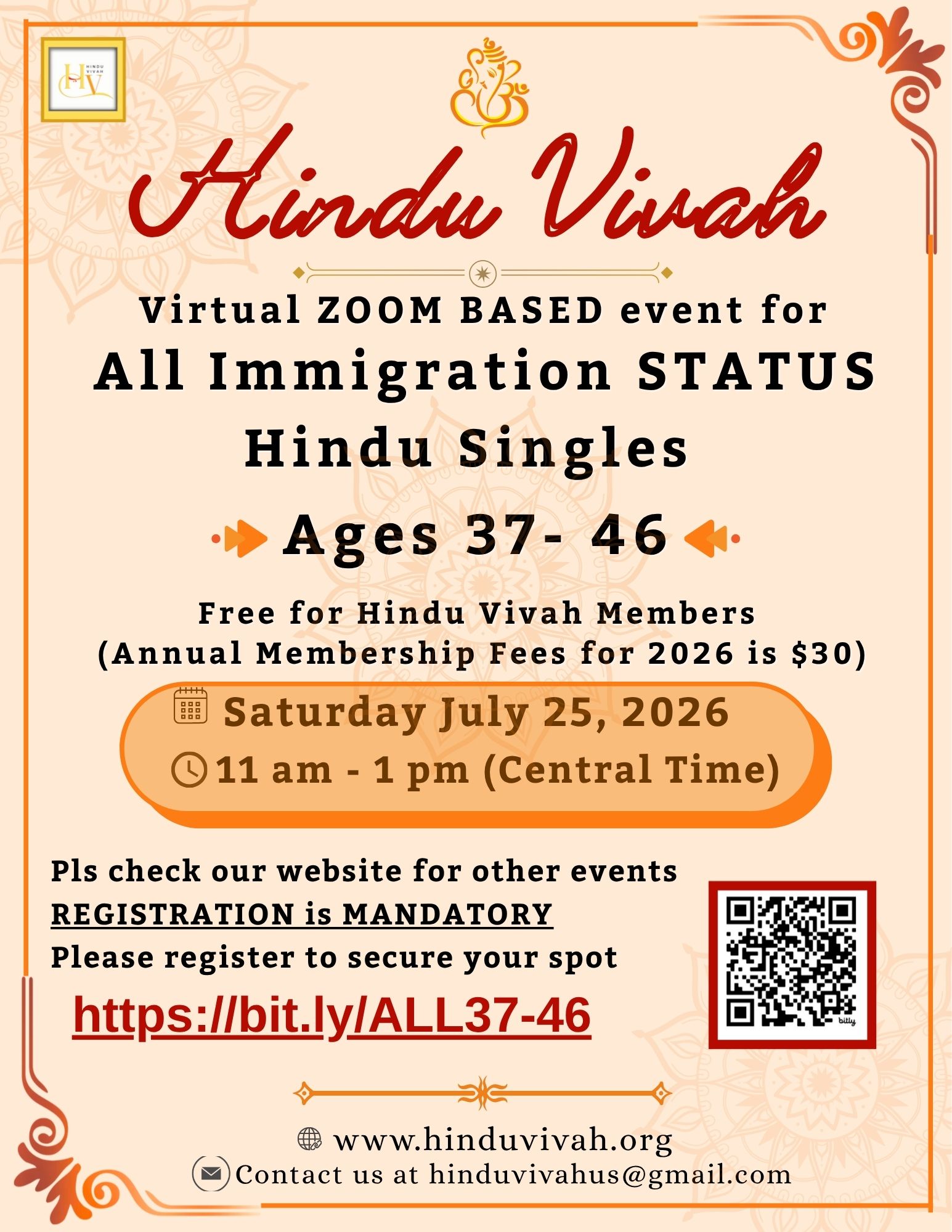 July 25, Zoom, All Immigration Status | Ages 37 – 46 | 11:00 AM – 1:00 PM Central Time