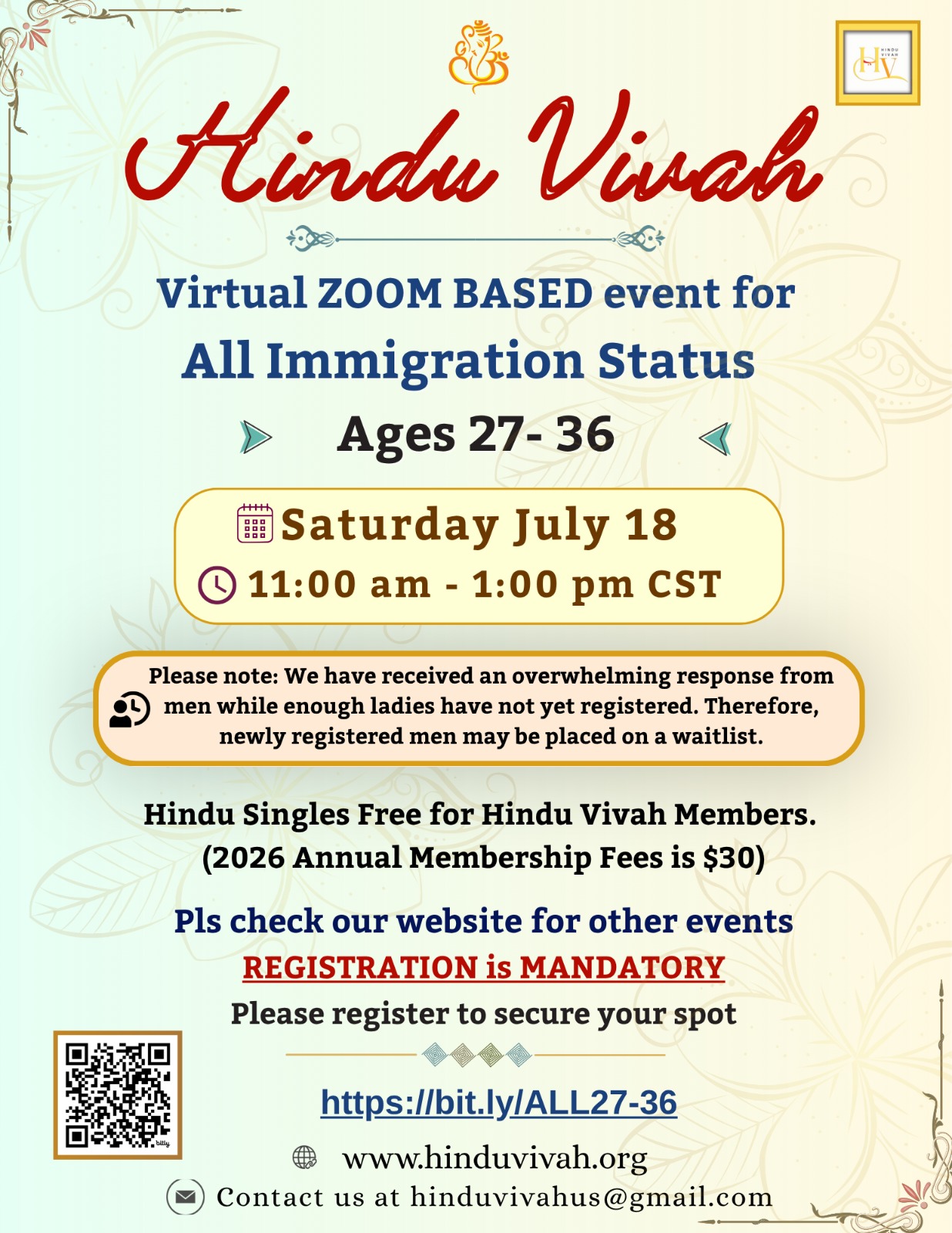 July 18, Zoom Event | All Immigration Ages 27- 36 | 11:00 AM – 1:00 PM Central Time
